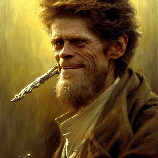 Image similar to willem dafoe as a wizard, highly detailed painting by gaston bussiere, craig mullins, j. c. leyendecker, 8 k