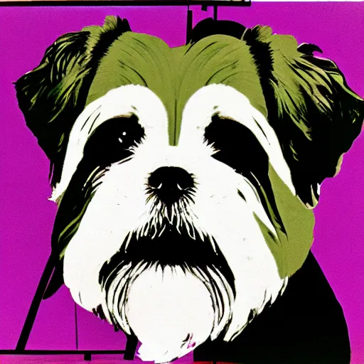 Image similar to a shih tzu, by Andy Warhol