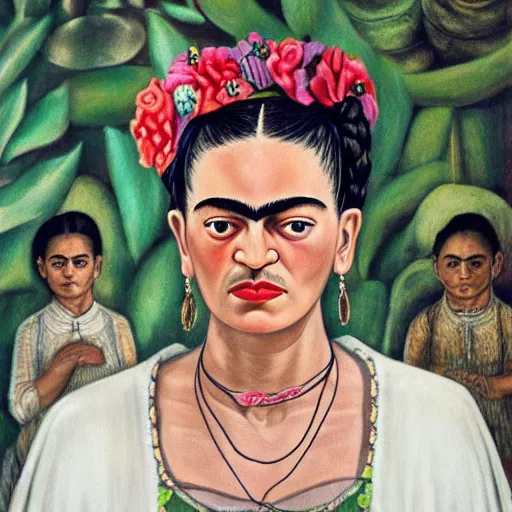 Prompt: Ultra realistic close-up of Frida Kahlo in a wedding dress rock climbing, hd