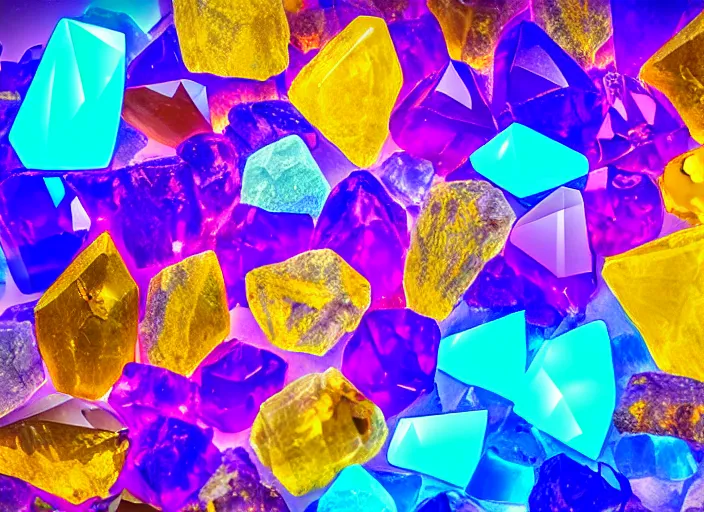 Image similar to crystal with strong color, glow