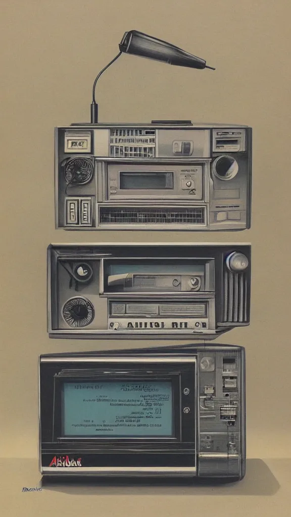 Image similar to 1 9 8 0 s airbrush surrealism illustration of a radio by dennis magdich