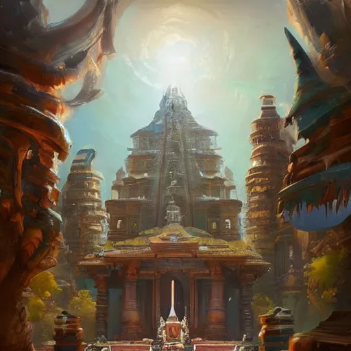 Prompt: A beautiful temple in the end of time by Tyler Edlin, Trending on artstation