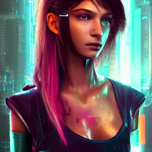 Prompt: the cyberpunk girl portrait, render, octane, 4k, highly detailed, vivid colors, high definition