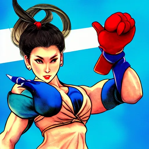 Prompt: illustration of street fighter chun - li