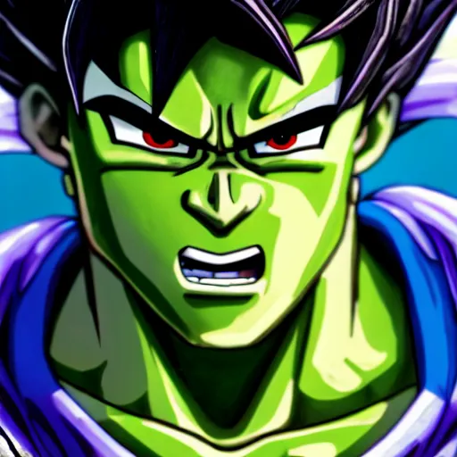 Prompt: son goku as the incredible hulk, cyberpunk artstyle, artstation, macro, vibrant, digital, wide shot, portrait, hd, cinematic, dramatic, ultra realistic, ultra detailed, 8 k, 4 k