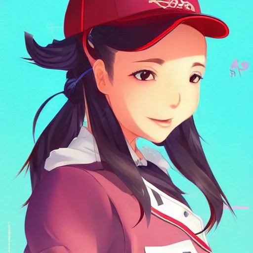 Image similar to young anime girl wearing a baseball hat, ponytail, riding a bike, sunny day, beautiful illustration, art by rossdraws, artgerm, trending on artstation.