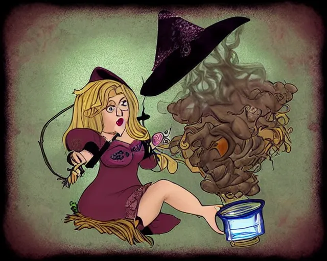 Image similar to fat witch smokin bong. the witch is smoking a bong.