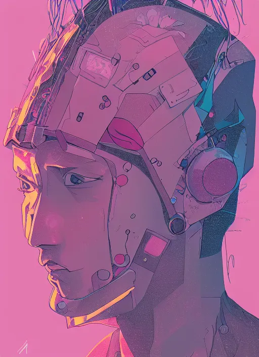 Prompt: portrait, cyberpunk hero, leaves by miyazaki, violet and pink and white palette, illustration, kenneth blom, mental alchemy, james jean, pablo amaringo, naudline pierre, contemporary art, hyper detailed