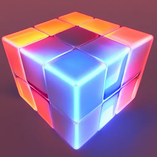 Prompt: glowing magic cube. hyper real, trending on artstation