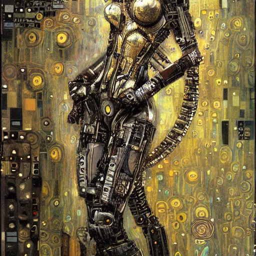 Prompt: cybernetic female supersoldier, intricate detail, klimt, royo, whealan,