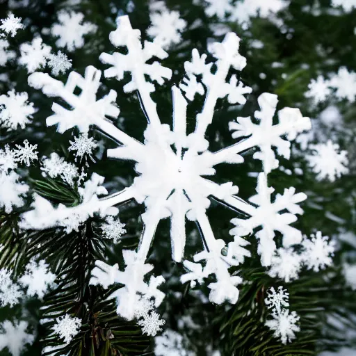 Prompt: snowflake in front of pinetree forrest