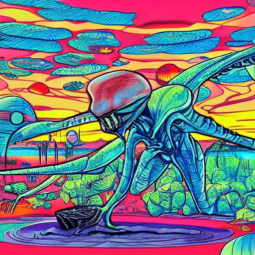 Image similar to alien world in the style of mark cooper art