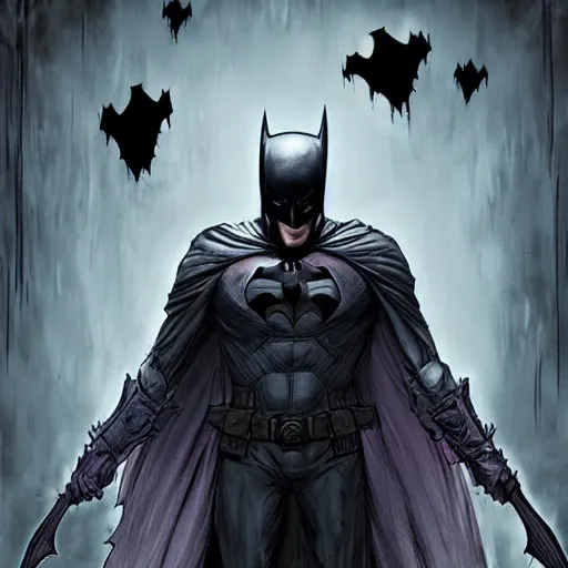 Image similar to batman in bloodborne art style, gothic