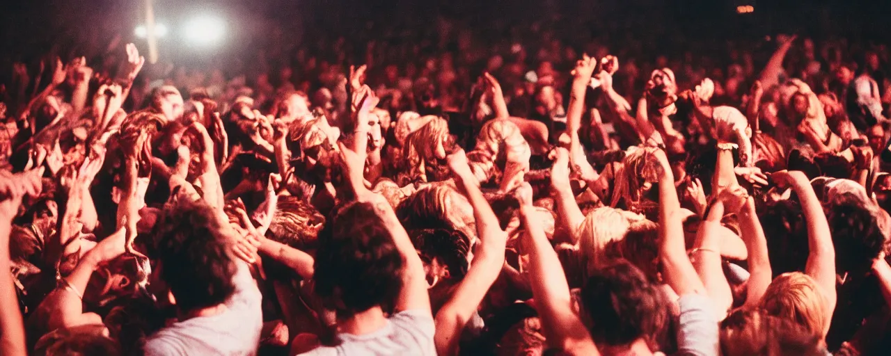 Image similar to a mosh pit at a rock concert overtaken by spaghetti, canon 5 0 mm, cinematic lighting, photography, retro, film, kodachrome
