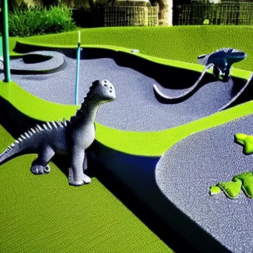 Image similar to detailed plans for an epic dinosaur themed mini golf course