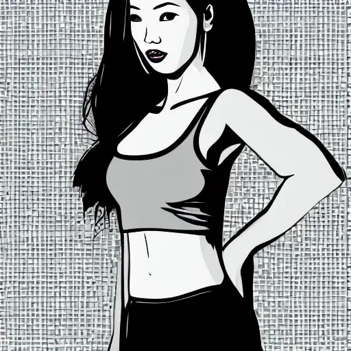 Image similar to a very very beautiful thin athletic build filipino woman posing, dramatic, vector, gta art