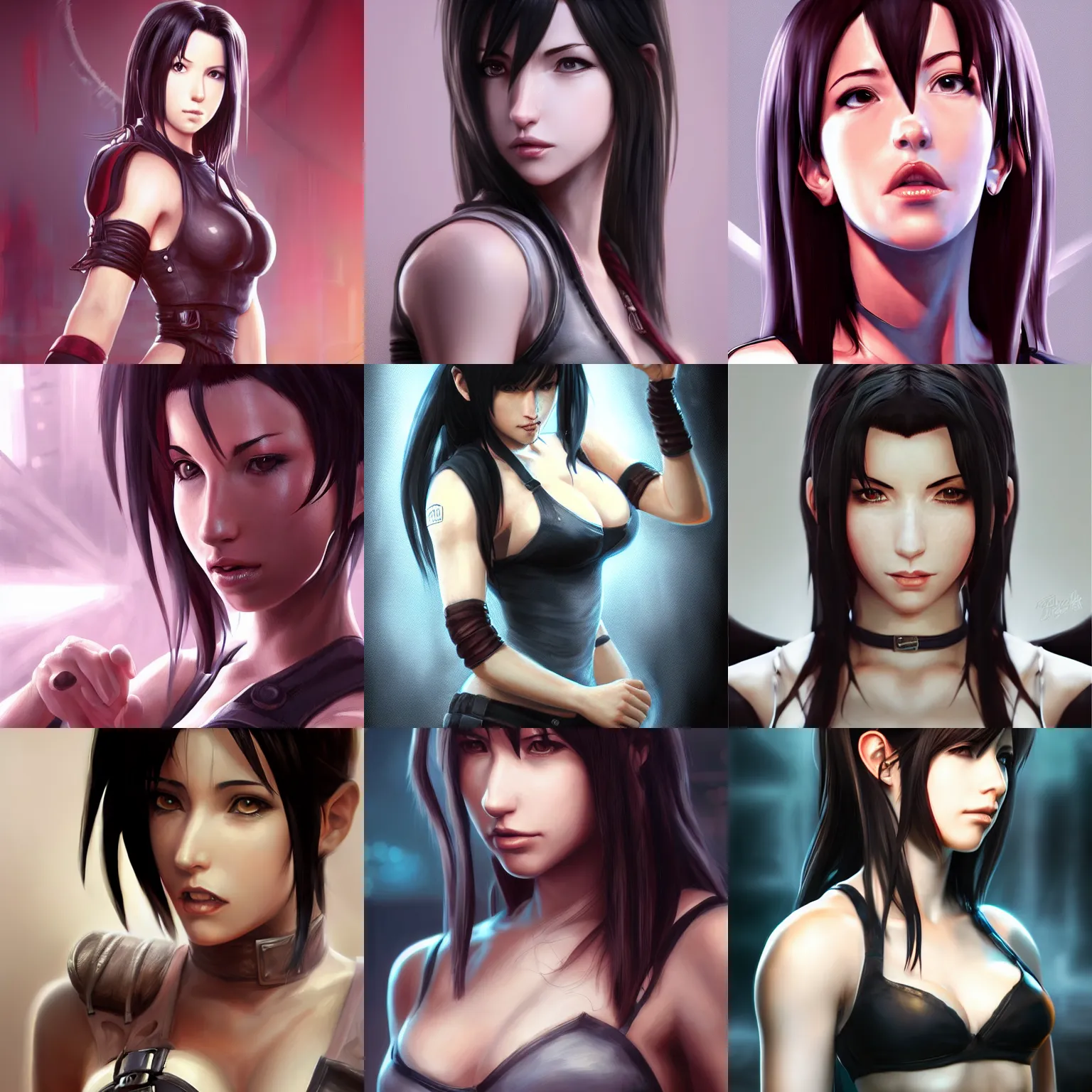 Prompt: Portrait of a Tifa Lockhart, intricate, highly detailed, digital painting, artstation, concept art, smooth, sharp focus, illustration