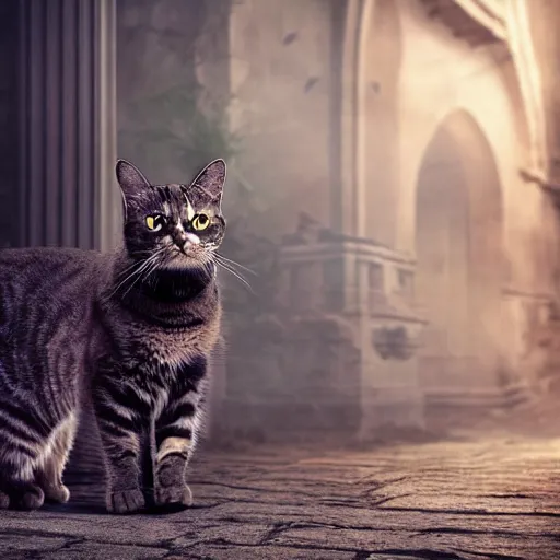 Image similar to an amazing award winning photo of a cat as knight templar, very detailed and sharp, 4k hdr, cinematic