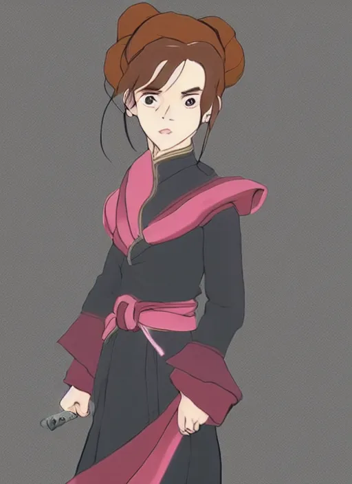 Prompt: emma watson as nezuko Kamado from demon slayer anime ねずこちゃん screen shot from demon slayer nezuko from demon slayer anime th by artgem by greg rutkowski trending on artstation