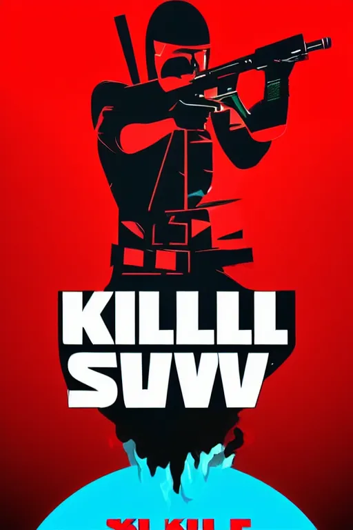 Image similar to kill to survive, shoot to kill. pop art logo, no duplicate image, glowing lights, ultra details, digital painting, artstation, concept art, smooth, sharp focus, illustration, intecrate details, balance, art by richard hamilton and mimmo rottela