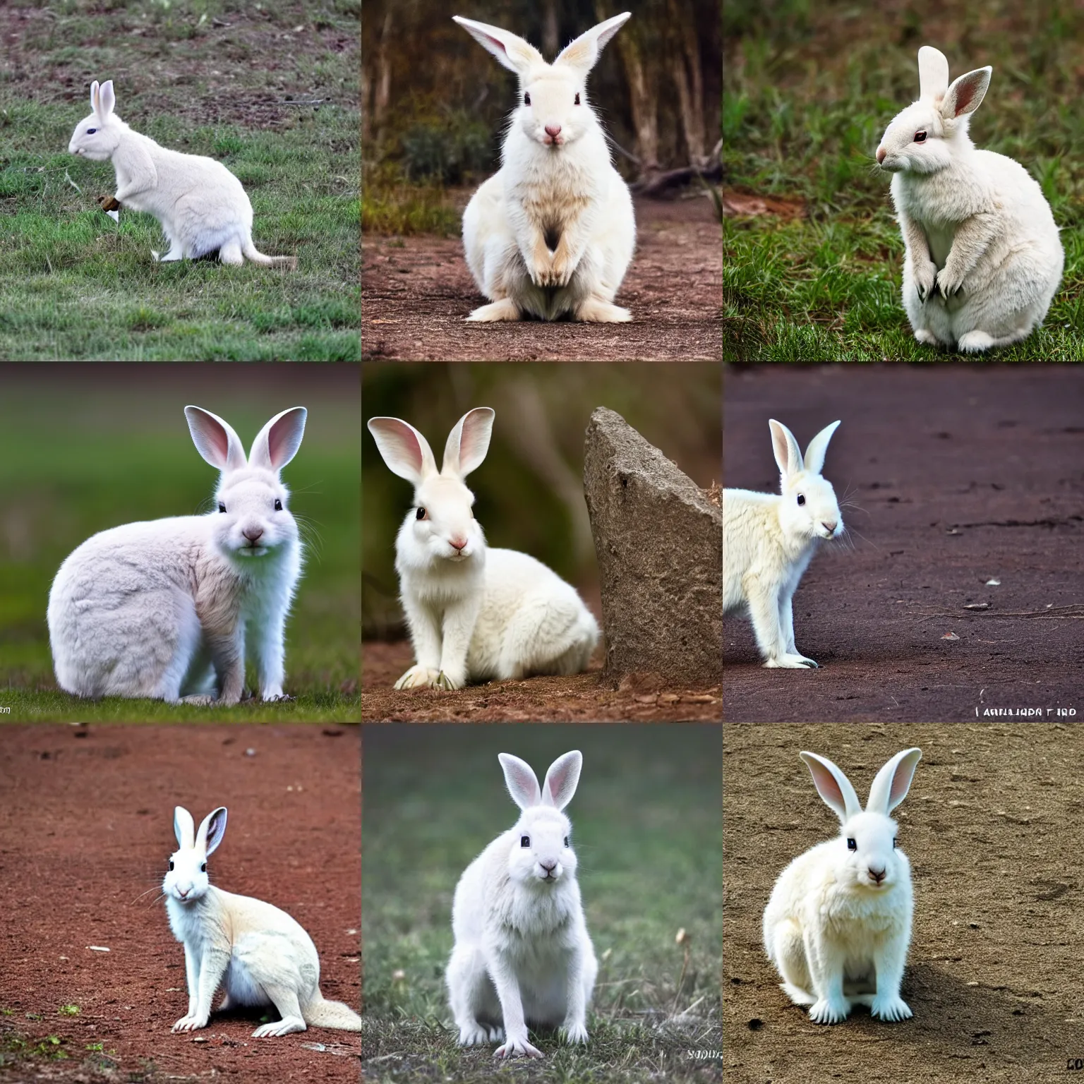 Prompt: photograph of a rare white rabbit kangaroo hybrid, 4 k, award winning photo
