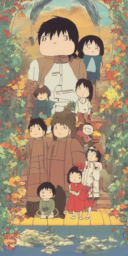 Prompt: greeting card, love, by studio ghibli and hayao miyazaki, warm colors, cozy