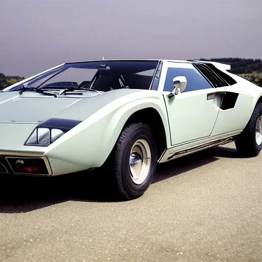 Image similar to 1966 car (((countach Audi Quattro sport))) round bulbous shapes