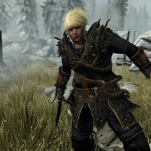 Image similar to video game screenshot of boris johnson in skyrim