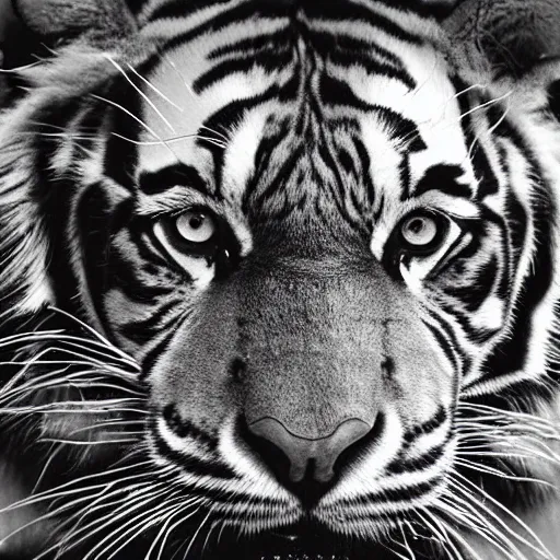 Image similar to rising silent star posing with a tiger in a garden, 1 9 2 0 s photography, trending on unsplash, black and white photography, intricately defined, complexly detailed, 4 k photorealism, golden ratio!!!!!, centered!!!!!