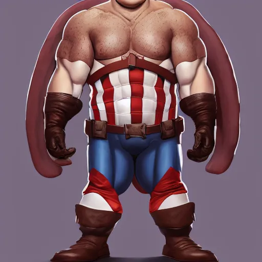 Image similar to peter griffin as captain america, au naturel, hyper detailed, digital art, trending in artstation, cinematic lighting, studio quality, smooth render, unreal engine 5 rendered, octane rendered, art style by klimt and nixeu and ian sprigger and wlop and krenz cushart