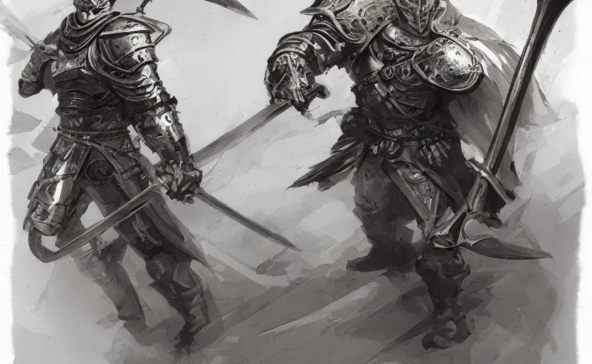 Image similar to a drawing of a knight holding a sword, a pencil sketch by jesper ejsing, artstation, fantasy art, pencil sketch, concept art, 2 d game art
