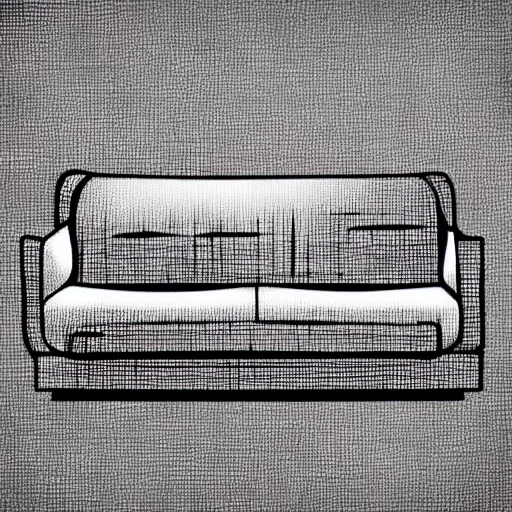 Prompt: photo of a scared anthropomorphic sofa, hiding behind another sofa, digital art