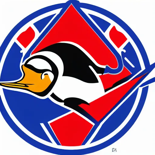 Prompt: An NBA logo of a penguin, NBA mascot, basketball logo, sports mascot, white background, sharp edges,