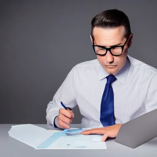 Prompt: Businessman in the style of an octopus doing his taxes, 4k, photo, studio lighting