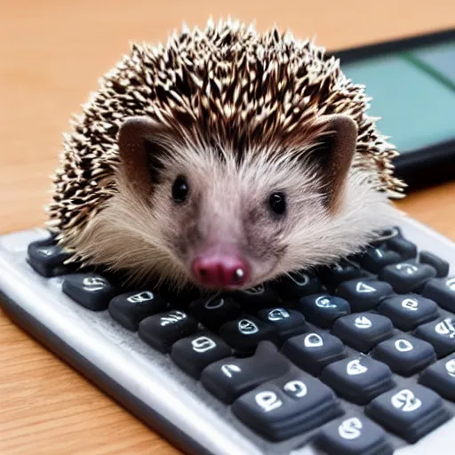 Image similar to a hedgehog using a calculator