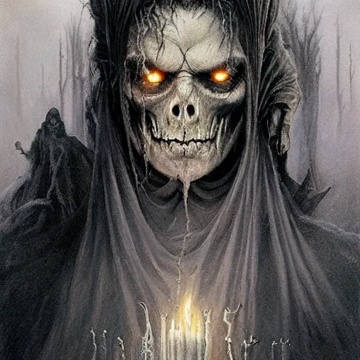 Image similar to head and shoulders portrait of a ghostly, shadowy, spectral wraith portrayed by russell crowe, d & d, fantasy, greg rutkowski, frank frazetta, alexandre chaudret, boris vallejo, michael whelan, miro petrov, hr giger, magali villeneuve, donato giancola