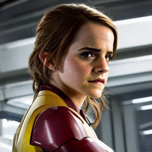 Image similar to a still of emma watson in iron man