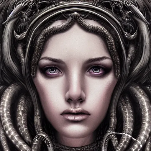 Prompt: an epic portrait of medusa, goddess, beautiful, detailed beautiful face, epic fantasy art, award winning on artstation, trending on deviantart, mystical atmosphere, mythology, high definiton, high detail, high quality, ultra realistic, hyper realistic, 4 k uhd,