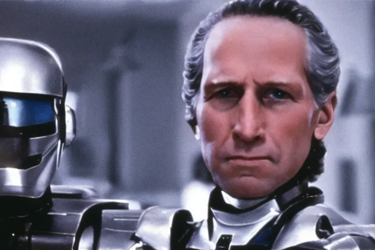 Image similar to Film still of George Washington as RoboCop in the movie RoboCop