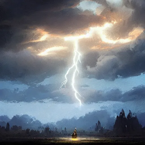 Prompt: lightning clouds by greg rutkowski