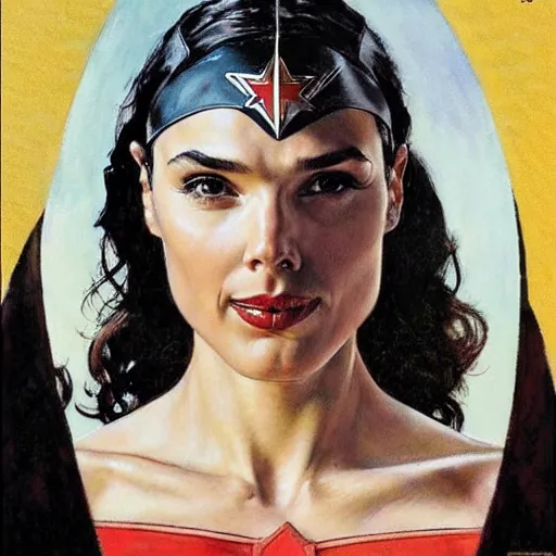 Prompt: gal gadot painted by norman rockwell