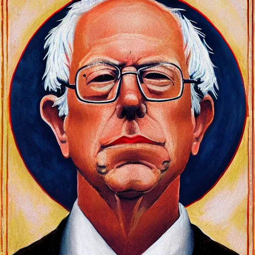 Image similar to Bernie Sanders, portrait, ancient byzantine, iconography, by Vadim Bolshakov