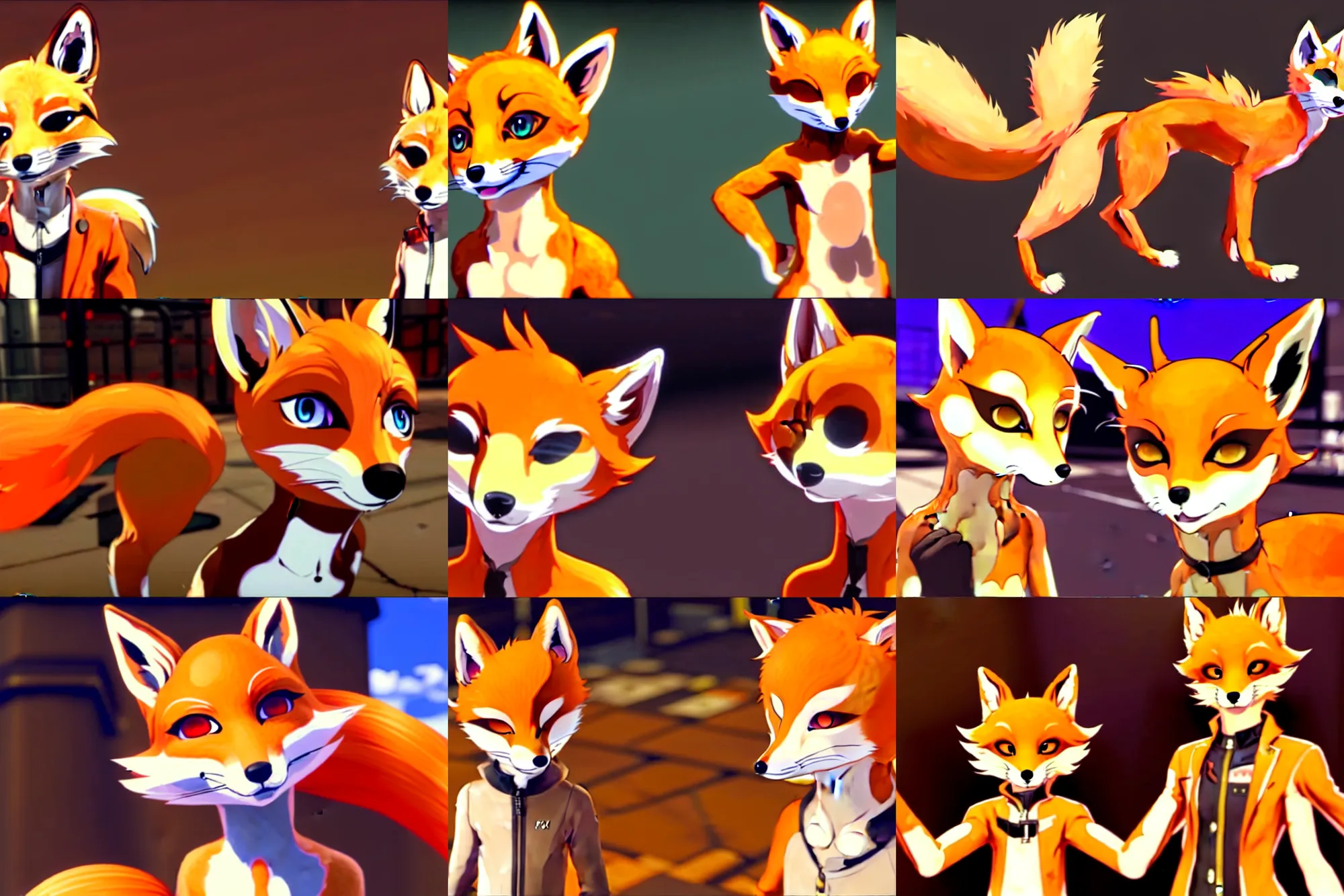 Prompt: a furry male sand - colored tan fox fursona ( has orange hair ), in the persona 5 : royal ( by atlus ) video game hypnosis level