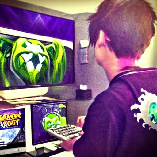 Prompt: “ the joker playing world of warcraft ”