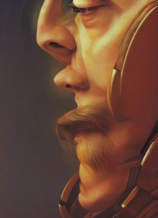 Prompt: beautiful extreme closeup portrait photo in style of frontiers in Helmets of Emperor Charles V the Wise science fashion magazine September retrofuturism edition, highly detailed, soft lighting, elegant , 35mm , Edward Hopper and James Gilleard, Zdzislaw Beksinski, Steven Outram, highly detailed