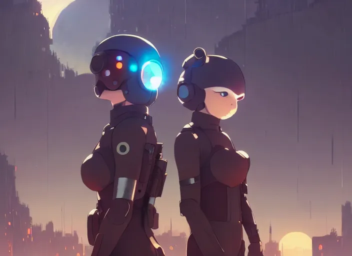 Image similar to moles dressed in spy gear, details, futuristic, epic, destroyed city, landscape illustration concept art anime key visual trending pixiv fanbox by wlop and greg rutkowski and makoto shinkai and studio ghibli and kyoto animation symmetrical facial features