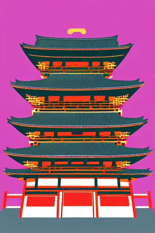 Image similar to minimalist boho style art of colorful senso - ji temple tokio, illustration, vector art