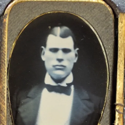 Image similar to a tintype photo of Bigfoot dressed in a tuxedo-H 768