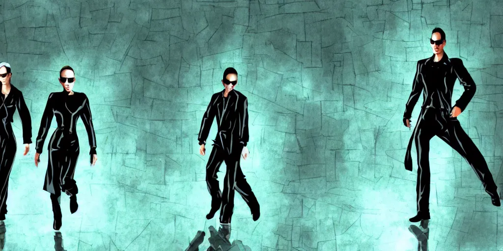 Image similar to a screenshot of the matrix, cell shading