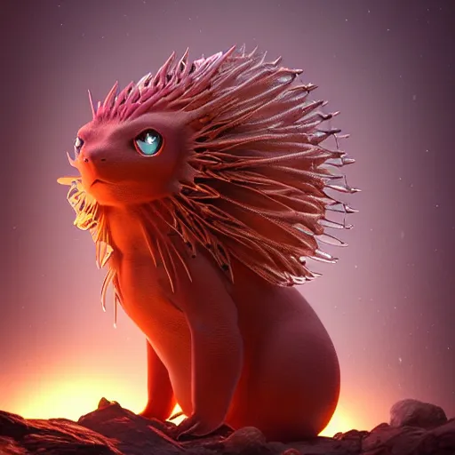 Image similar to pokemon creature in a alaska, backlit, warm tones, bioluminescent bioluminescent translucent translucent : : by michal karcz, daniel merriam, victo ngai and guillermo del toro : : ornate, dynamic, particulate, intricate, elegant, highly detailed, centered, artstation, smooth, sharp focus, octane render, 3 d